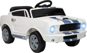 AIYAPLAY Elektryczne auto dla dzieci 12V z pilotem 2,4 GHz, 2 silniki, klakson, LED, muzyka, Biały