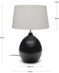 Czarno-biała lampa stołowa z tekstylnym kloszem (wysokość 72 cm) Foixa – Kave Home