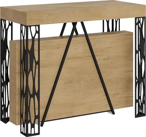 Konsola rozkładana 90x40/196 cm Kerpa Small dąb naturalny rama w kolorze antracytu