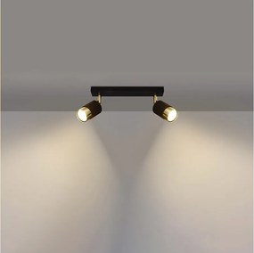 Plafony nowoczesny Alvor, stal - 2 źródło światła 3000K - L.30 x H.18 cm - czarny/złoty