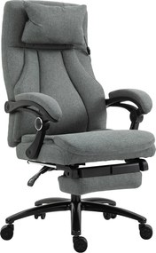 Vinsetto Fotel biurowy z masażerem obrotowy z podnóżkiem regulowany wysoki do 115 kg szary | Aosom PL