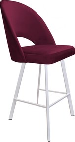 Hoker POLO krzesło barowe tkanina Welur podstawa metalowa hoker do kuchni : Kolor nogi - Biały profil, Kolor tkaniny - VELVET - MG02, Typ siedziska - Siedzisko stałe