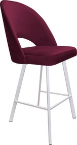 Hoker POLO krzesło barowe tkanina Welur podstawa metalowa : Kolor nogi - Biały profil, Kolor tkaniny - VELVET - MG02, Typ siedziska - Siedzisko stałe