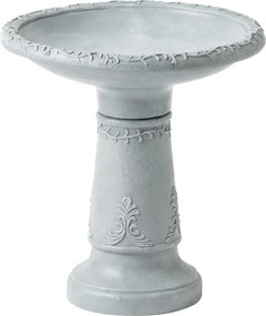 Outsunny Poidło dla ptaków z żywicy, zewnętrzne, okrągłe, 51 cm, imitacja kamienia, stojący karmnik, szare | Aosom PL
