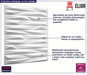 12 sztuk białych paneli ściennych z efektem 3D - Olexis 11X