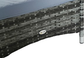 Outsunny leżak ogrodowy, leżak rattanowy, leżak do opalania, rattan polietylenowy+metal, kolor szary, 200x73x30-103cm