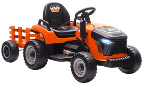 AIYAPLAY Elektryczny traktor dziecięcy z odpinaną przyczepą, zdalne sterowanie, łagodny start, dla dzieci w wieku 3-8 lat, Pomarańczowy