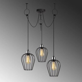 Czarna lampa wisząca z 3 kloszami Opviq lights Tel Chain