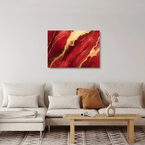 Obraz na szkle - Czerwono-złoty marmur (70x50 cm)