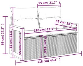 Sofa ogrodowa z czarnymi poduszkami Lizzana