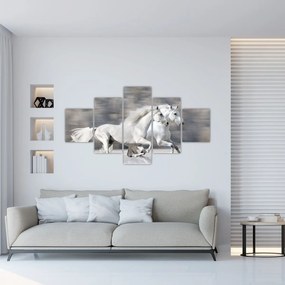 Obraz - Białe konie zimą (125x70 cm)