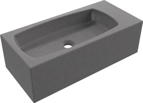 Umywalka betonowa wisząca / nablatowa prostokątna bez otworu na baterię 65 x 30 cm z półką ZALM | różne kolory : Kolor - Popielaty, Typ montażu - podwieszana