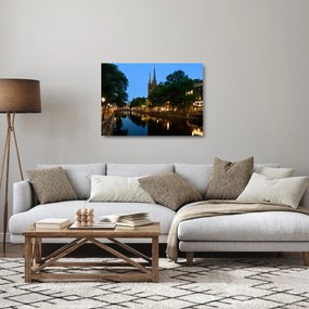 Obraz na szkle - nocne historyczne miasto (70x50 cm)