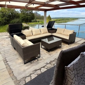 Zestaw mebli ogrodowych technorattan Alicante 063 brąz, poduszki beżowe