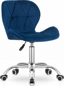 Zestaw do biura ZARIMO stół 80x40 cm, biały + krzesło AVOLA VELVET, niebieskie