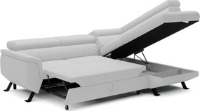 Narożnik RAVEN L Prawostronny wolnostojący z funkcją spania tkanina ARAGON 01 Biały WERSAL