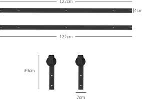 HOMCOM Zestaw do drzwi przesuwnych, cichy i płynny, do ścian drewnianych i betonowych, 244 cm, Stal, Czarny
