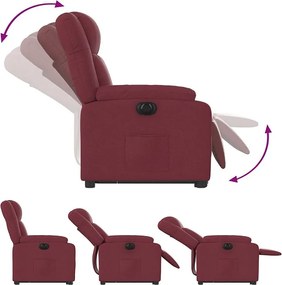 Elektryczny Fotel Rekreacyjny Bordowa Czerwień z Funkcją Podnoszenia i Automatycznym Pochyleniem