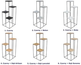 4-poziomowy kwietnik w stylu loft czarny + dąb lancelot - Roslon 4X