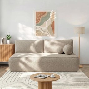 Sofa z Funkcją Spania ARVETO Kremowa Boucle Nowoczesna