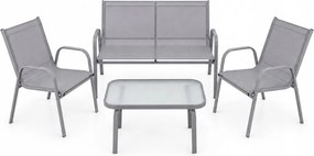 Zestaw mebli ogrodowych Boston 025 - sofa 2-osobowa, 2 fotele, stolik, kolor szary
