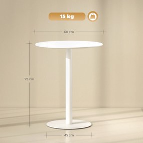 HOMCOM Okrągły stół dla 2 osób, Stal, do wnętrz i na zewnątrz, Biały