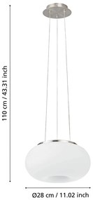 Lampa wisząca w biało-srebrnym kolorze ze szklanym kloszem ø 28 cm OPTICA – EGLO