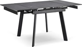 Stół Rozkładany Kwadratowy LARES 90-150 cm Ceramiczny Czarny Marmur/Czarny Loft