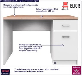 Białe długie biurko z szufladą Lacar 11X