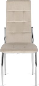Krzesło Tapicerowane do Jadalni MOLLY Beżowe Welurowe Nowoczesne