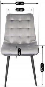 Krzesło Tapicerowane GOMEZ Szare Welurowe Nowoczesne Loft