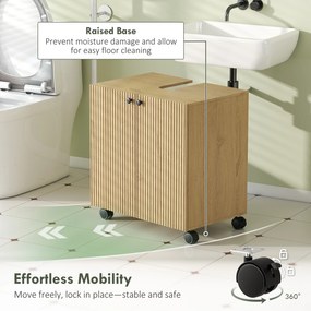 HOMCOM Szafka podumywalkowa do łazienki, 3-stopniowa półka, kółka, drewno