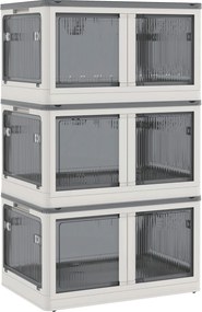 HOMCOM Pojemnik na przechowywanie 69L z kółkami Składana biała skrzynia z dostępem z 5 stron | Aosom PL