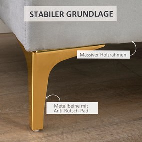 HOMCOM Ławka ławka do sypialni ławka do przedpokoju na wysokich nogach sypialnia jasnoszary aksamit