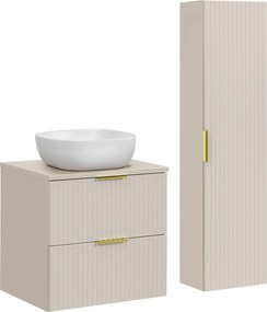 Zestaw meblowy łazienkowy Adel 036 kaszmir - szafka 60 cm, umywalka nablatowa i regał