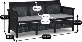 Zestaw Mebli Ogrodowych SAVIO Czarny Sofa 2x Fotel Stolik Tarasowy Technorattan Nowoczesny