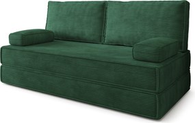 Masseno Sofa piankowa SILAR z funkcją spania, Kanapa z pianki do salonu, Bezmontażowa, Tkanina sztruksowa – Zielony POSO 14