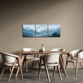 Obraz - Góry oczami grafika (z zegarem) (90x30 cm)
