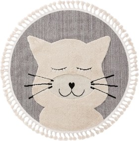 Szary dywan do pokoju dziecięcego z frędzlami MOMO