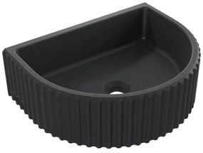 Umywalka betonowa podwieszana / nablatowa półokrągła bez otworu na baterię 45 x 36 cm MUSLIN | różne kolory : Kolor - Czarny, Typ montażu - nablatowa