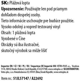 Vetro-Plus Piłka plażowa złota, średnica 50 cm