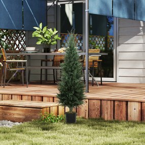 HOMCOM Cyprys Sztuczna Roślina, 638 Plastikowych Liści, z Doniczką, UV-odporny, Zielony