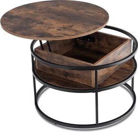 Stolik Kawowy ASTUR 80 cm z Podnoszonym Blatem Dąb Rustykalny/Czarny Loft