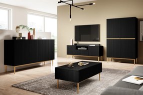 Komoda wysoka Nicole 100 cm - czarny mat / złote nóżki