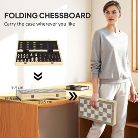 SPORTNOW Składany zestaw gier, szachy i warcaby, kompaktowa walizka, orzech włoski, akcesoria