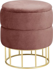 Pufa ze schowkiem okrągła welurowa pikowana AKORD ELZA Różowa