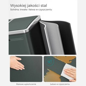 Kosz do segregacji odpadów SORT 54 l (3×18 l), antracyt/srebrny SongmicsHome
