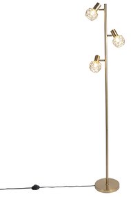 Designerska lampa podłogowa złota 3-światłowa regulowana - Mesh Nowoczesny Oswietlenie wewnetrzne