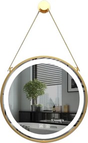 IREDA Lustro łazienkowe LED z oświetleniem, złota rama, 80 c