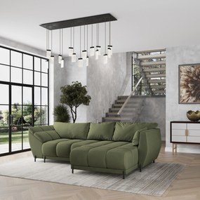 Masseno Narożnik VESTANO z funkcją spania i pojemnikiem na pościel Narozniki L, Rozkładana sofa - Zielony, MATT VELVET 38